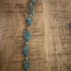 Turquoise Silver Women's Bracelet, authentic set in .925 Sterling Silver.